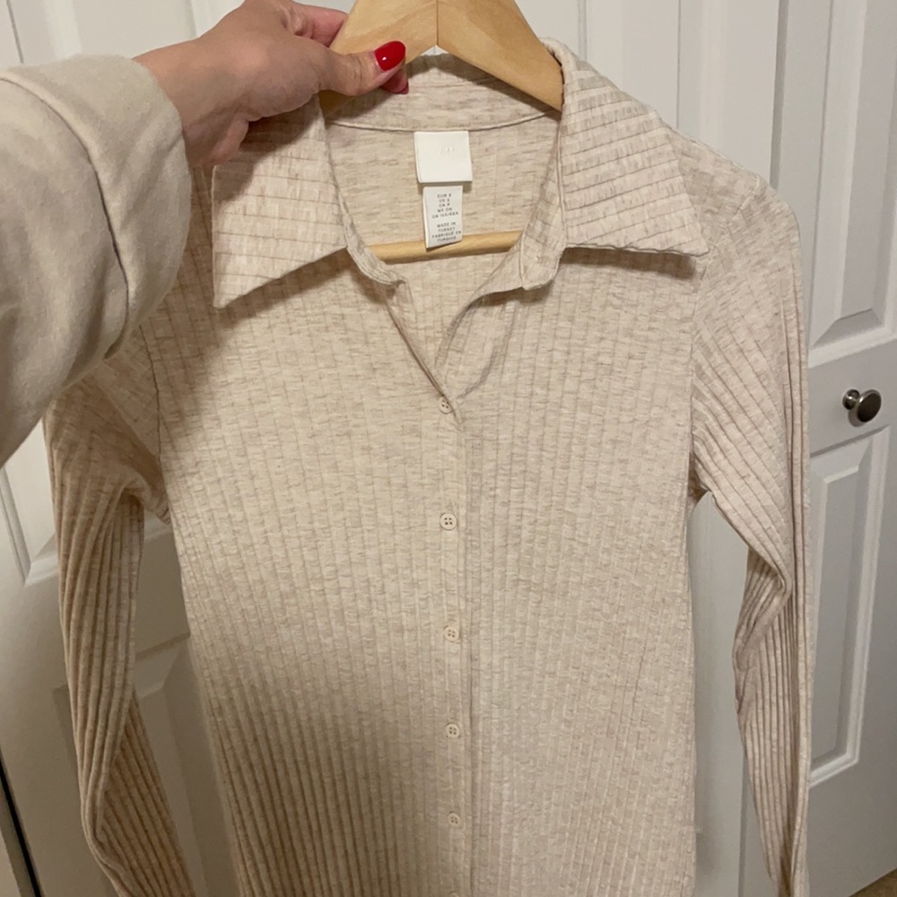 Beige H&M knit midi dress. Size small.